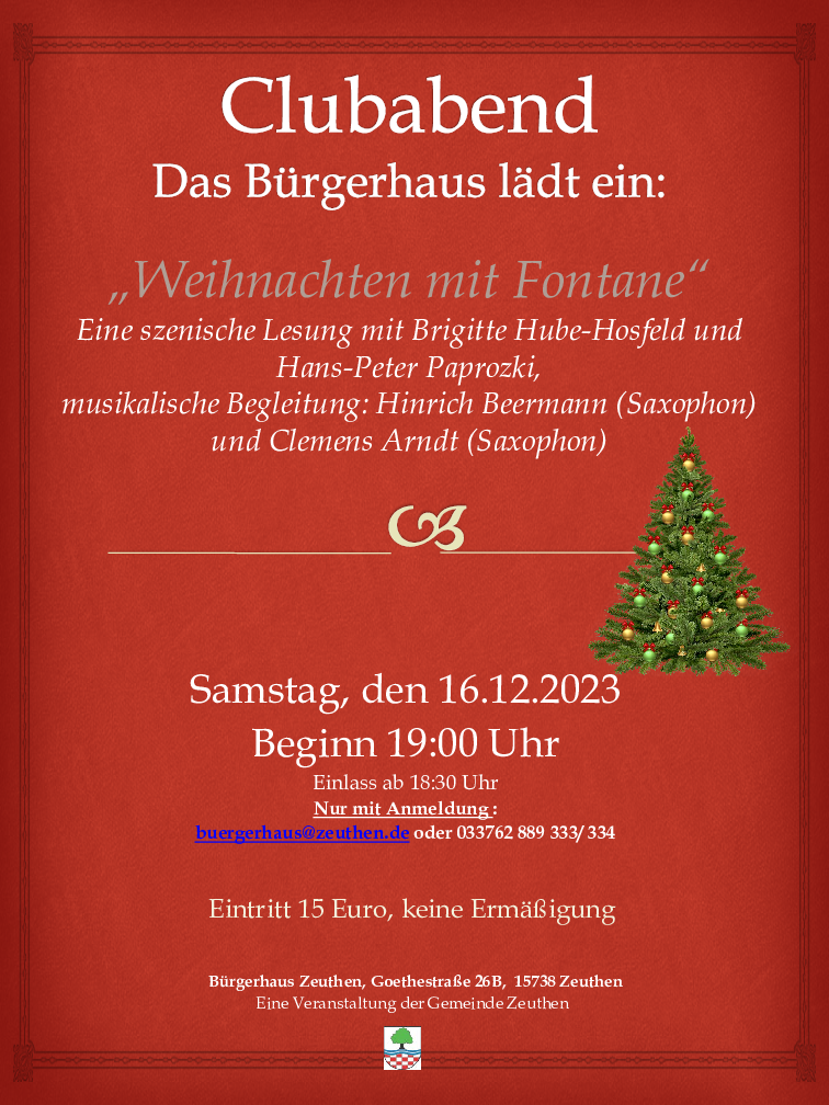 CLUBABEND "Weihnachten mit Fontane""